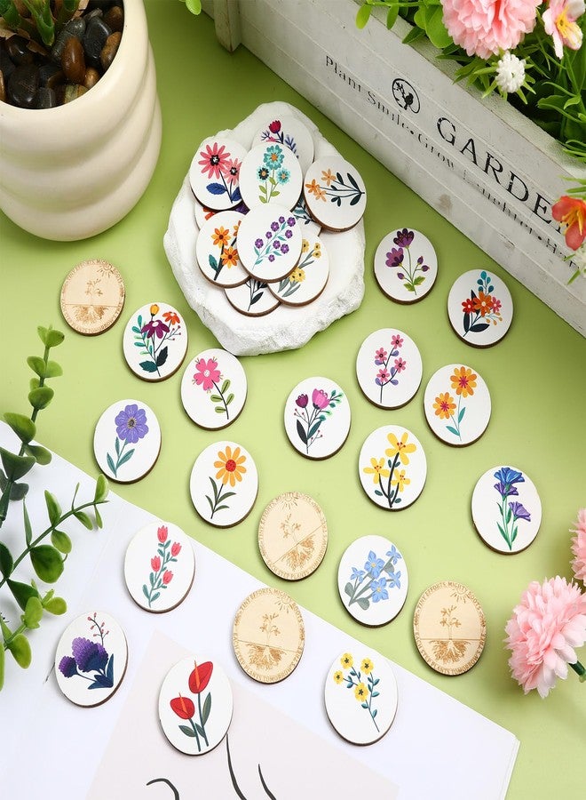CypherX Kids Reward Tokens, Unique Wooden Tokens for Kids, 30 Redeemable Tokens with Colorful Flower Designs, Symbolizing Growth and Progress, Round - Image 2